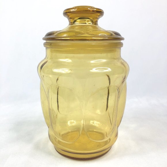 Vintage Medium Sized Golden Glass Jar Rubber Seal